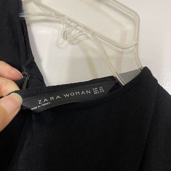 Zara Black Fringe hem ruffle sleeve jumpsuit size XS - Picture 7 of 8